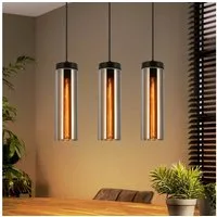 ZMH Pendelleuchte Esszimmer Schwarz - 3 Flammig E27 Glas Hängeleuchte für Wohnzimmer, Einfache Installation, ohne Leuchtmittel, 120CM Höhenverstellbar Esstischlampe für Küche Schlafzimmer