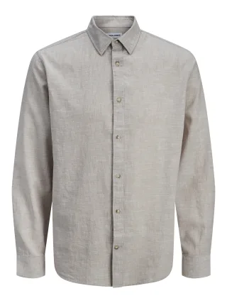 JACK&JONES - JJESUMMER LINEN BLEND SHIRT L/S SN - Gr. - XL