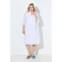 Ulla Popken Maxikleid Midikleid Lochspitze Tunika-Ausschnitt 3/4-Arm