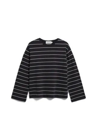 Armedangels - MARYNAA FINE STRIPE LONGSLEEVE dark steel-oatmilk - Gr. - S