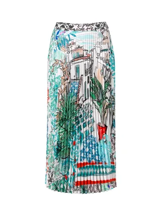 Marc Cain Collections - Midi Plissee Rock - mit Print - Gr. - 42