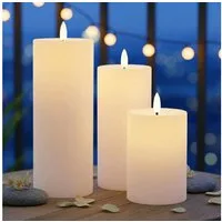 Spetebo LED-Kerze Solar LED Stumpenkerzen mit Flammen Effekt (Anzahl, 3-tlg., Stück), automatisches Einschalten