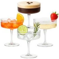 DAL CERO Martiniglas Cocktailglas – Elegantes geripptes Glas für Cocktails & Desserts, 4-tlg., 1-12er Set in 2 Größen