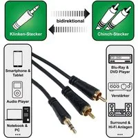 Hama 5m Audio Adapter-Kabel AUX vergoldet Audio-Kabel, 3,5-mm-Klinke, RCA-Stecker, Keine (500 cm), 3,5mm Klinken-Stecker auf 2x Chinch RCA Klinken-Kabel Audio-Adapter