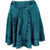 Guru-Shop Minirock Bestickter Boho Minirock - petrol alternative Bekleidung