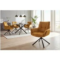 riess-ambiente Drehstuhl SIGNATURE senfgelb/schwarz - Vogue Velours Samt, Metall, mit Armlehne, (Einzelartikel, 1 St), 360° drehbar & mit Taschenfederkern - ideal für Esszimmer & Büro