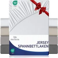 Pataya Spannbettlaken Jersey Bettlaken, bis zu 25cm Höhe, (1 Stück), Premium, Rundumgummi, atmungsaktiv, hautfreundlich