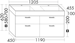 Burgbad Mineralguss-Waschtisch+Waschtischunterschrank System 30 Preisgruppe 3 Diago Trend- oder SHMZ121F5347C0001