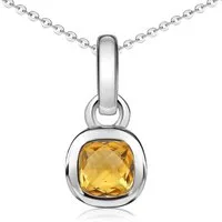 Materia Kettenanhänger Damen Citrin Silber Gelb KA-248-Citrin, 925 Sterling Silber