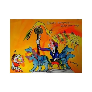 Udo Lindenberg Original Aquarell 2012 "Bunte Republik Deutschland"...