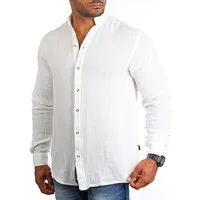 CARISMA Langarmhemd Herren Sommer Hemd trendig luftig grob gewebt retro Look 9171/8567 Regular Langarm Stehkragen Uni