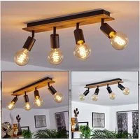 hofstein Deckenleuchte »Agnino« Deckenlampe aus Metall/Holz in Schwarz/Natur, ohne Leuchtmittel, mit verstellbaren Strahlern, 4xE27, Spot im Retro/Vintage Design
