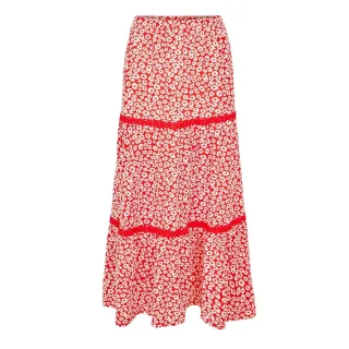 Threadbare - "Aubrie" Langer Rock für Damen, Regulär (Rot)