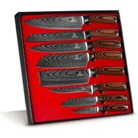 Küchenkompane Messer-Set Küchenkompane Messerset Akarui – 8-teilig – Pakkaholz & Damast-Optik (8-tlg)