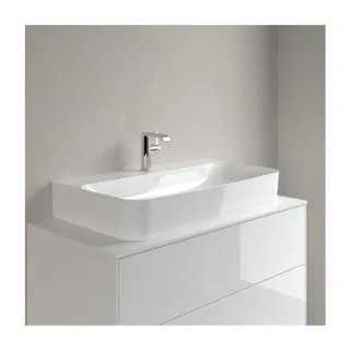 Villeroy & Boch Finion Waschtisch 41688CR1 800 x 470 x 165 mm, Weiß Alpin CeramicPlus, mit verdecktem Überlauf, Unterseite geschliffen