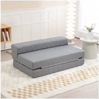 HOMCOM Relaxsessel 2-in-1 Klappbar Schlafsofa mit Leinenoptik (Sofabett, 1-St., Bodensofa), für Wohnzimmer, Schlafzimmer, Grau
