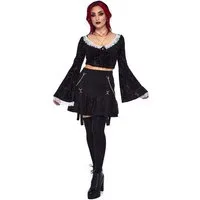 Jawbreaker A-Linien-Rock Lace Frill Skirt Gothic Victorian Spitze mit Ketten