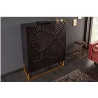 riess-ambiente Highboard SCORPION 120cm schwarz, Massivholz · Schrank · 3D Schnitzereien · Handarbeit · Wohnzimmer