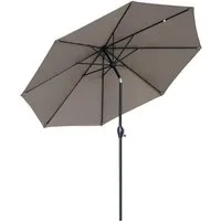 Sekey Sonnenschirm 330cm Alu Gartenschirm 8-eckiger Marktschirm mit Kurbel, LxB: 330x330 cm, mit/ohne LED-Lichtern, für Balkon Garten, UV 50+