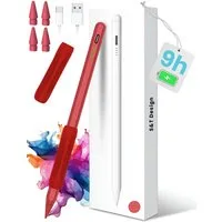 S&T Design Eingabestift Stift für iPad USB-C (2018-2026) Schnellladen für Apple iPads (2018-2026), 1-St., mit 4x iPad Stift Spitzen + Silikon Halterung) Tabletstift Stylus Pencil 2. Gen Pen USB-C Schnellladen Palm Rejection