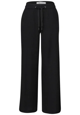 Street One - High Waist Wide Leg Hose im Casual Fit black - Gr. - 30