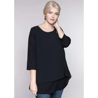 Sheego T-Shirt Blusenshirt 3/4-Arm in leichter A-Linie mit Zipfelsaum