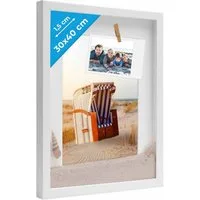 PHOTOLINI Bilderrahmen 3D-Objektrahmen zum Befüllen mit Passepartout und Glasscheibe, für 1 Bilder (1 Einzelrahmen), Rahmen 30x40 cm für Objekte bis 1,5 cm Tiefe zum Basteln & Verschenken