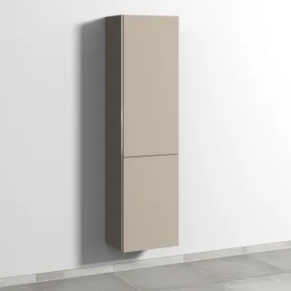 Sanipa 3way Stauraumschrank mit 1 Tür und 1 Wäschekorbklappe, Sandgrau-Matt BS18567