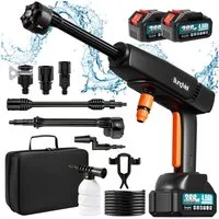 Bundviel Akku-Hochdruckreiniger 21V Akku Hochdruckreiniger Auto Mobiler Druckreiniger Spritzpistole, Druck max: 100 bar, Fördermenge max: 300 l/h