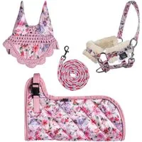 HKM Steckenpferd Hobby Horse Set Halfter, Strick, Decke & Fliegenhaube, GRATIS Strirnriemen