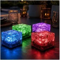 etc-shop Gartenleuchte, LED-Leuchtmittel fest verbaut, Farbwechsel, Solarlampe Dekoleuchte Gartenlampe RGB LED Farbwechsel Glas 4er Set