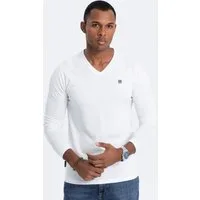 OMBRE Longsleeve Herren-Elastan-Longsleeve mit V-Ausschnitt