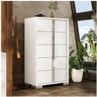 AMERLIFE Kommode Weiß Hochglanz 80x40x127,5 cm mit 5 Schubladen und Anti-Kippschutz (1 St)