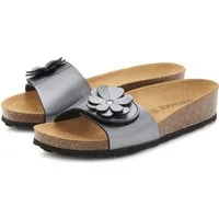 Vivance Mule, Sandale, offener Schuh, Sommerschuh, Pantolette mit Komfortkorkfußbett aus Leder und dezentem Keilabsatz
