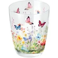 Ambiente Luxury Paper Products Becher, Glas, Trinkglas 9,5cm mit Schmetterlinge & Blumen Motiv Bunt
