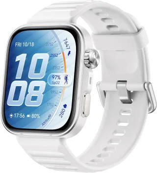 Huawei Watch Fit 5 Pro [inkl. Kautschuk-Armband weiß] 44mm Aluminiumgehäuse weiß/silber