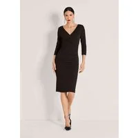 MADELEINE Etuikleid Stretchkleid in Wickeloptik Glanzkleid mit V-Ausschnitt, Knielänge und 3/4-Arm