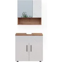 Vicco Badmöbel-Set Irma, Weiß Hochglanz/Goldkraft Eiche, 2-teilig, (2-St., 2er Set)