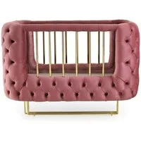 Jabari Babybett 70x120 cm Premium Wollbäckchen - Mega-Deal: 25% Extra-Rabatt, Designer Chesterfield Gitterbett 70x120 Samt Gold Handmade in Germany