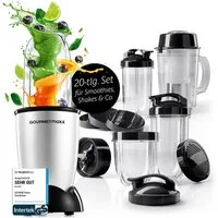 GOURMETmaxx Standmixer Mixer Mr. Magic 19-tlg. 400W silber/schwarz, 400 W, inkl. Zubehör-Set L rot Speisen Smoothies Getränke 4 Mixbecher To-Go