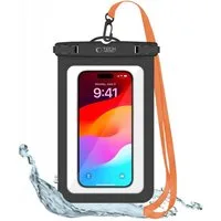 TECH PROTECT Handyhülle Universelle Wasserdichte Hülle in Orange-Schwarz mit Umhängeband