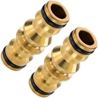 Poppstar Schlauchverbinder, (2-tlg), Messing 2x Schlauchverbinder für Gartenschlauch