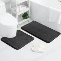 FELIXLEO Badematte Badematte 2er Set, 50x80cm & 50x40cm U-Form, Dunkelgrau