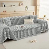 Sunicol Sofabezug Plüsch Dick Sofa Sitzkissenbezug, Couchbezug, Antirutsch, Winter Warme, Superweiche SofaÜberwurf aus Kunstpelz für Wohnzimmer