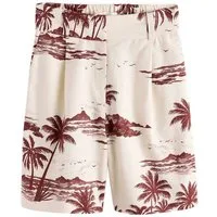 Next Bermudas Bermudashorts mit Palmen-Print und Leinenanteil (1-tlg)