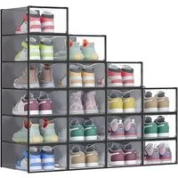 SONGMICS Schuhbox Schuh-Organizer (18 St), Schuhboxen, durchsichtig, 12/18er Set, 33,2 x 23 x 14,5 cm