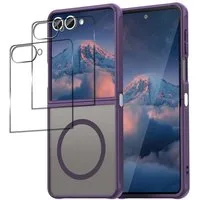 CoolGadget Handyhülle Lila als 2in1 Schutz Cover Set für das Samsung Galaxy Z Flip 7 6,9 Zoll / 4,1 Zoll, 2x Glas Display Schutz Folie + 1x Hard Case Hülle für Galaxy Z Flip 7