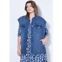 Studio Untold Steppweste Jeansweste oversized offene Seitennähte