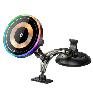 ESSAGER ES-ZJ40 15W Magnetic Wireless Car Charger 360° Rotation Metal Dashboard Mount for Phone Strong Magnet Fast Charg