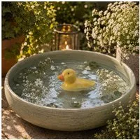 MARELIDA Tierfigur Teichdeko Ente Dekofigur schwimmend Porzellan gelb Dekoente L: 9,7cm (1 St)